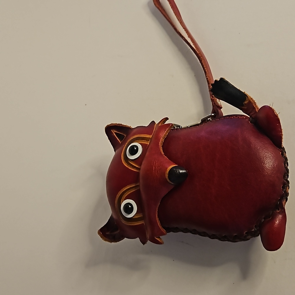 Fox coinpurse Genuine leather Red animal shaped